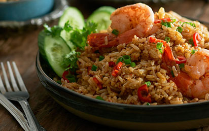 Riz Sauté aux Légumes et Crevettes